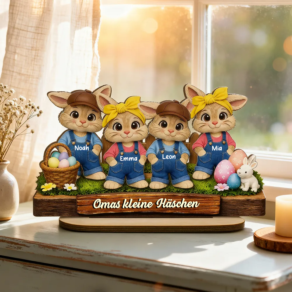 Osterhasen für Oma Personalisierte Holztafel mit Häschen