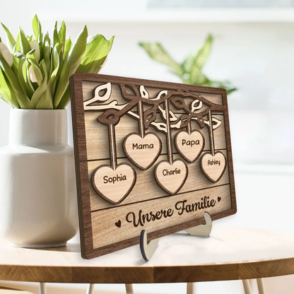 Familienbaum-Personalisierte Holztafel mit 2-13 Namen Geschenk für Familie