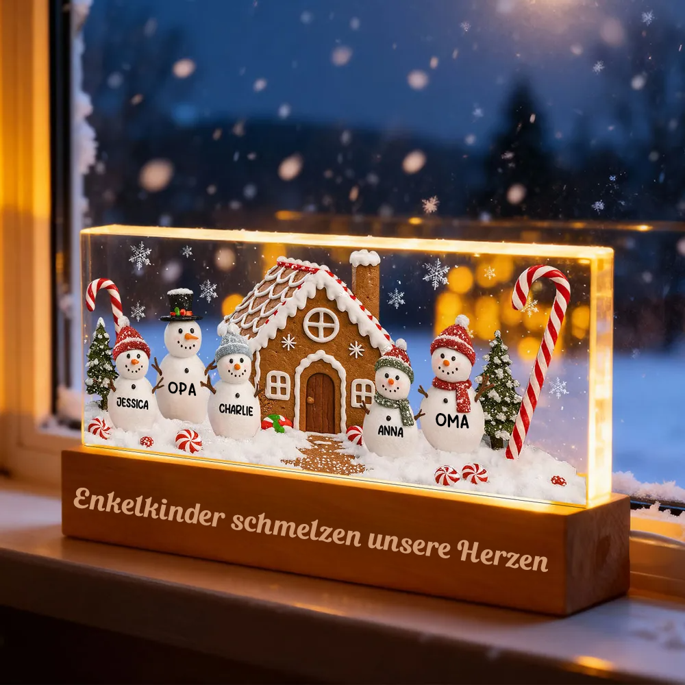 Personalisiertes LED-Nachtlicht mit Schneemannfamilie Weihnachtsgeschenk für Familie