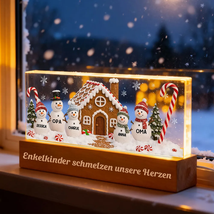 Personalisiertes LED-Nachtlicht mit Schneemannfamilie Weihnachtsgeschenk für Familie