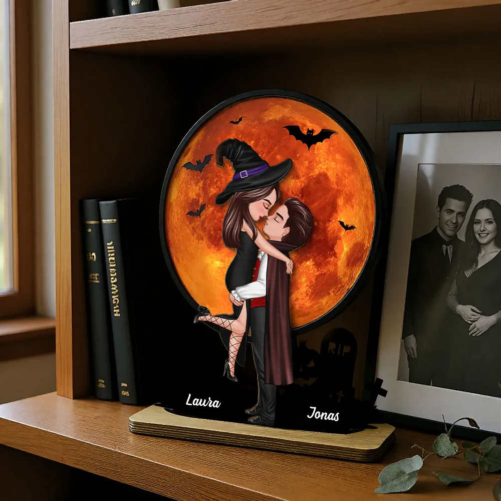 Halloween-Paar Personalisierte Holztafel mit Namen