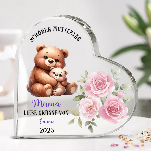 Tiermotiv-Personalisiertes Acrylherz Geschenk zum Muttertag