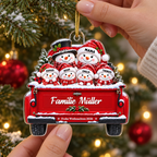 Personalisierter Acryl-Weihnachtsanhänger – Schneemannfamilie mit Namen