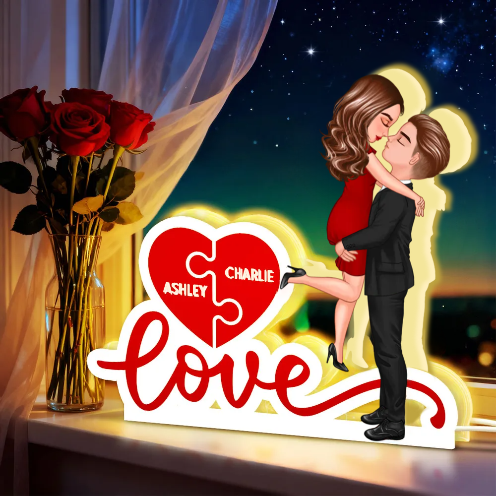 LOVE - Personalisierte LED-Lichtbox mit Paar und Namen Geschenk für Paar / LGBT-Paar