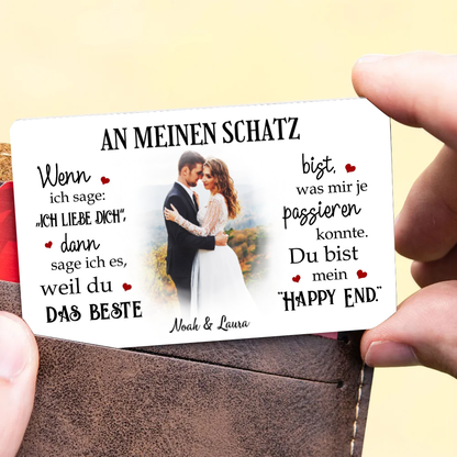 Mein Happy End - Personalisierte Brieftasche-Karte mit Foto und Text Geschenk für Paar