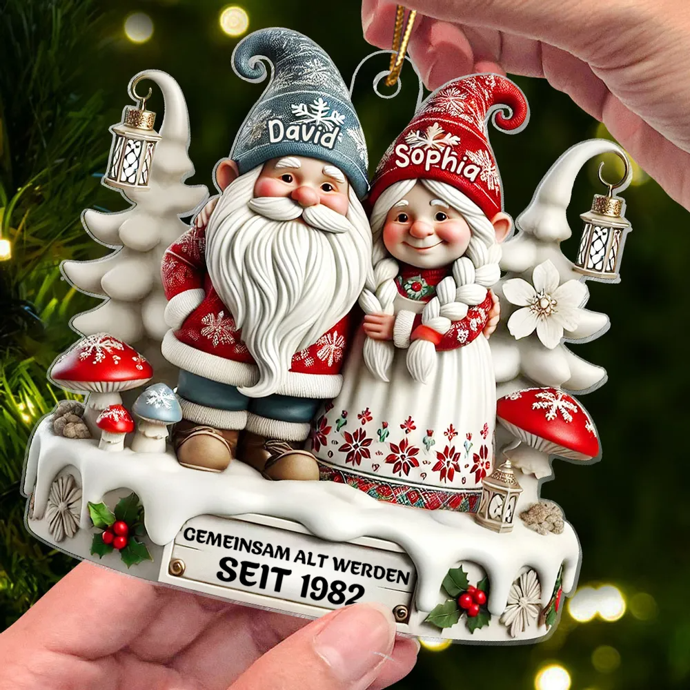 Personalisiertes Acryl-Weihnachtsornament– Wichtel-Paar