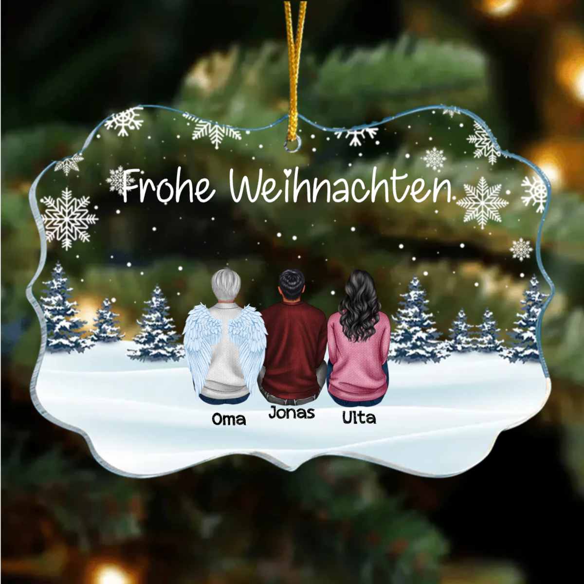 Schneedecke Familie Weihnachtsschmuck Personalisierte Acryl Anhänger