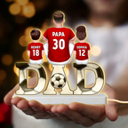 Papa's Dream Team – Personalisierte DAD-LED-Lichtbox mit Fußballfamilie und Namen