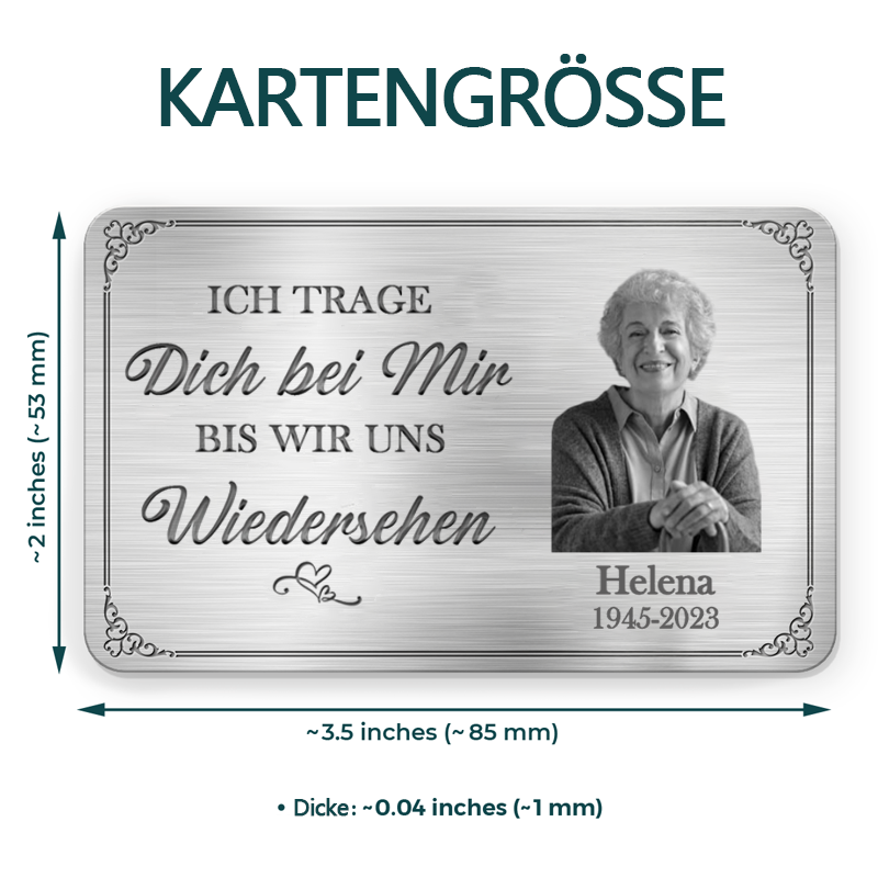 Personalisierte Brieftasche-Karte mit Foto zur Trauer