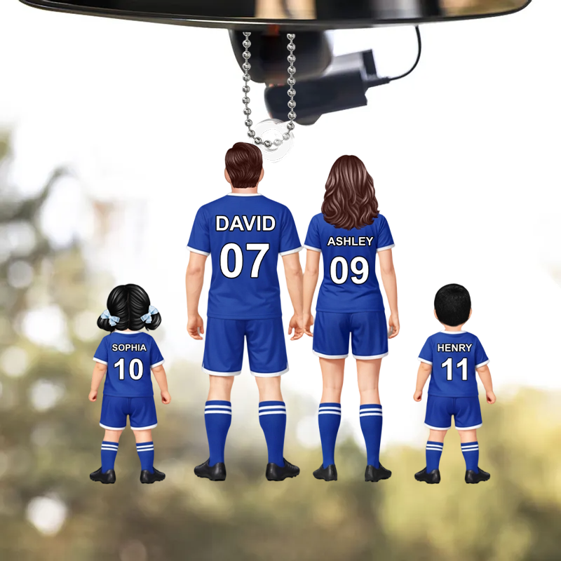 Personalisierter Acrylanhänger mit Fußballfamilie