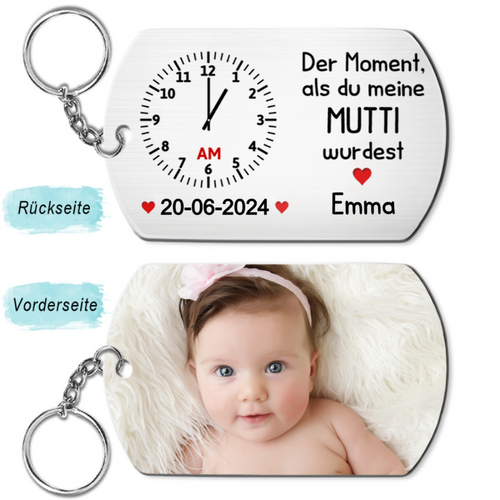 "Der Moment, als du mein..." Schlüsselanhänger mit Foto für Papa, Mama, Oma und Opa