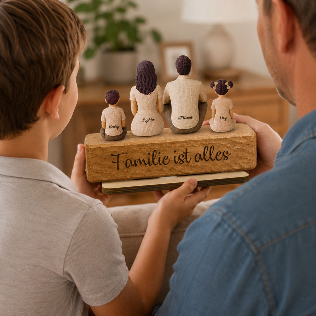 Personalisierter Holzaufsteller – Familienmotiv mit Namen & Text