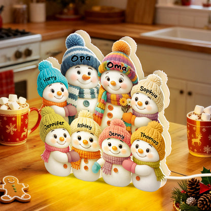 Personalisierte Schneemann-Leuchtbox – Oma, Opa & Enkelkinder