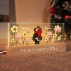 Personalisierte LED-Nachtlicht mit Paar und Geburtsblumen