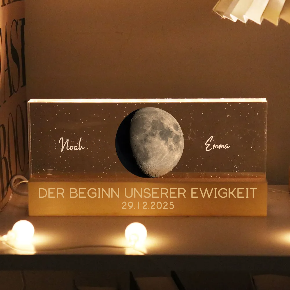 Personalisierte LED-Nachtlicht mit Mondphasen Geschenk für Paar