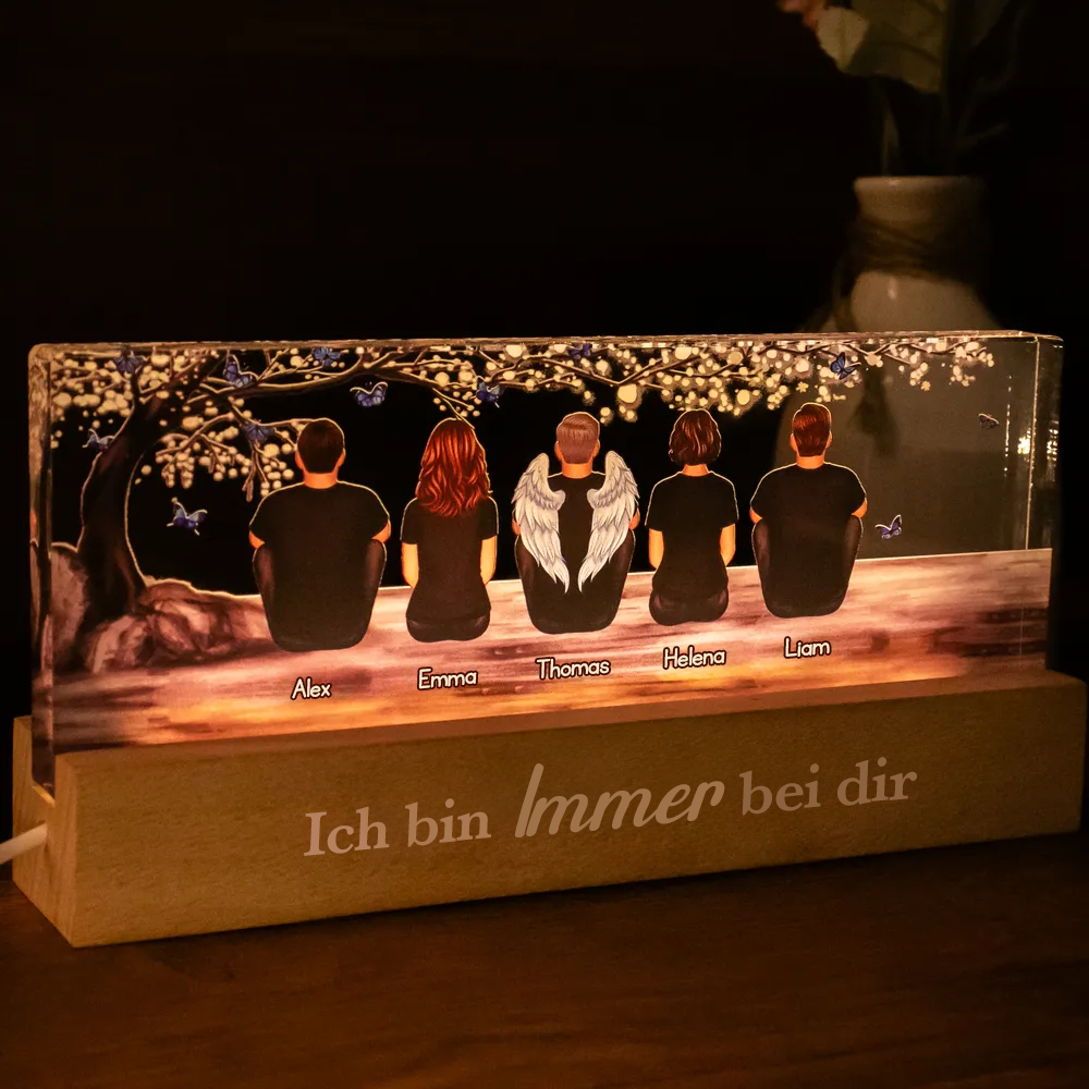 Personalisiertes LED Nachtlicht-Familie unter dem Baum Trauergeschenk