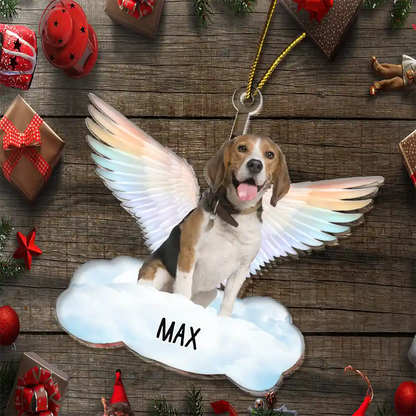 Acryl-Foto-Ornament mit Engelsflügel Christbaumschmuck zur Trauer