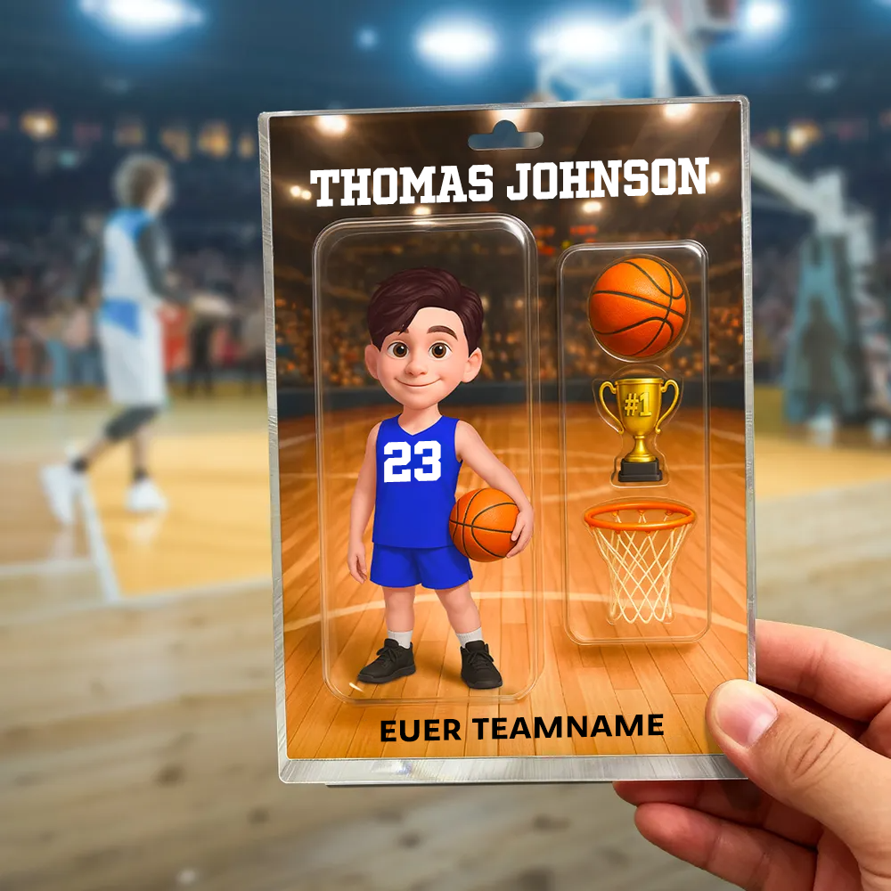 Personalisierter Acrylblock mit Basketballjunge und Basketballmädchen Geschenk für Kinder