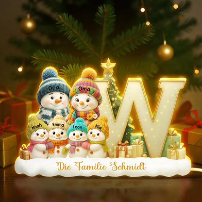 Personalisierte Schneemann-Leuchtbox mit Buchstabe Weihnachtsdekoration für Familie