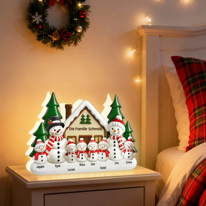 Personalisierte Lichtbox mit Schneemanfamilie Weihnachtsdekoration für Eltern, Oma, Opa und Kinder