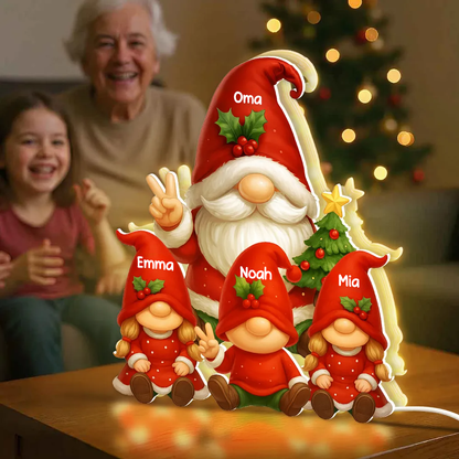 Personalisierte LED-Lichtbox mit Zwergchen Geschenk für Opa und Oma