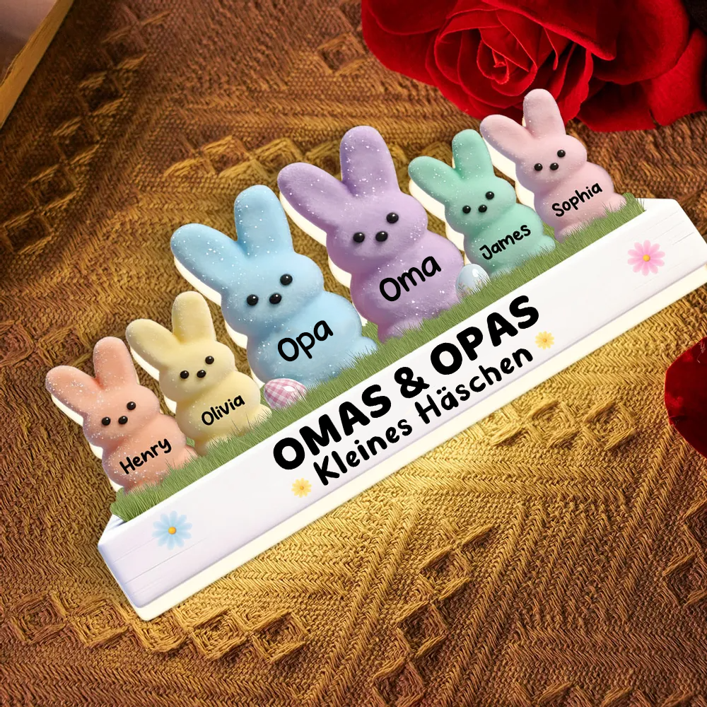Osterhasen für Oma & Opa – Personalisierte LED-Lichtbox mit Enkel-Namen | Ostergeschenk für Großeltern