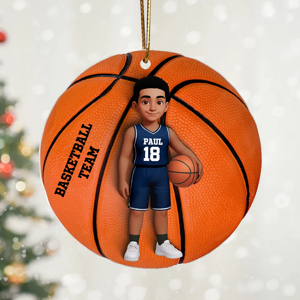 Personalisierter Acrylanhänger mit Basketballkind Geschenk für Junge und Mädchen