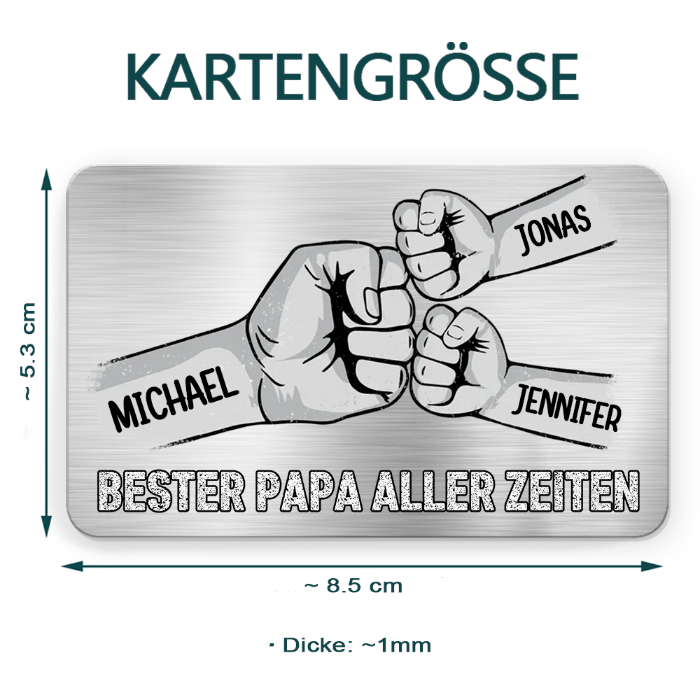 Personalisierte Brieftasche-Karte mit Fausstoß Wallet Card für Papa