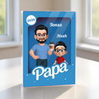 Personalisierter Acrylbock mit Papa und Kinder Geschenk für Vater und Opa