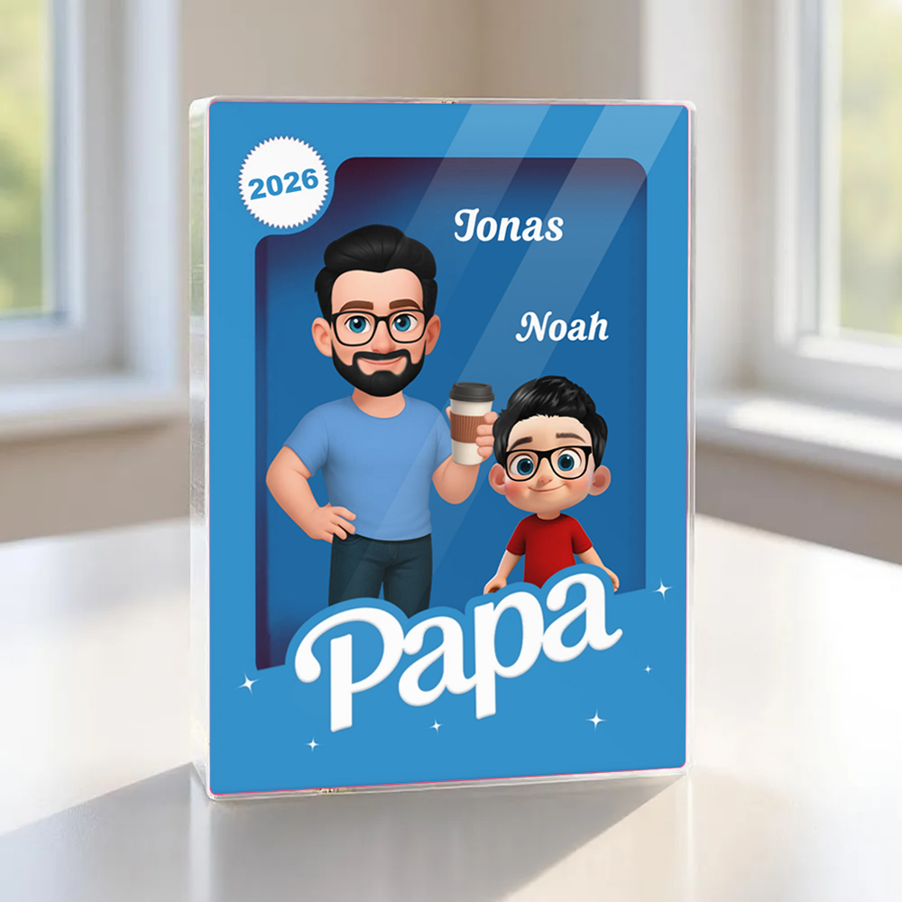 Personalisierter Acrylbock mit Papa und Kinder Geschenk für Vater und Opa