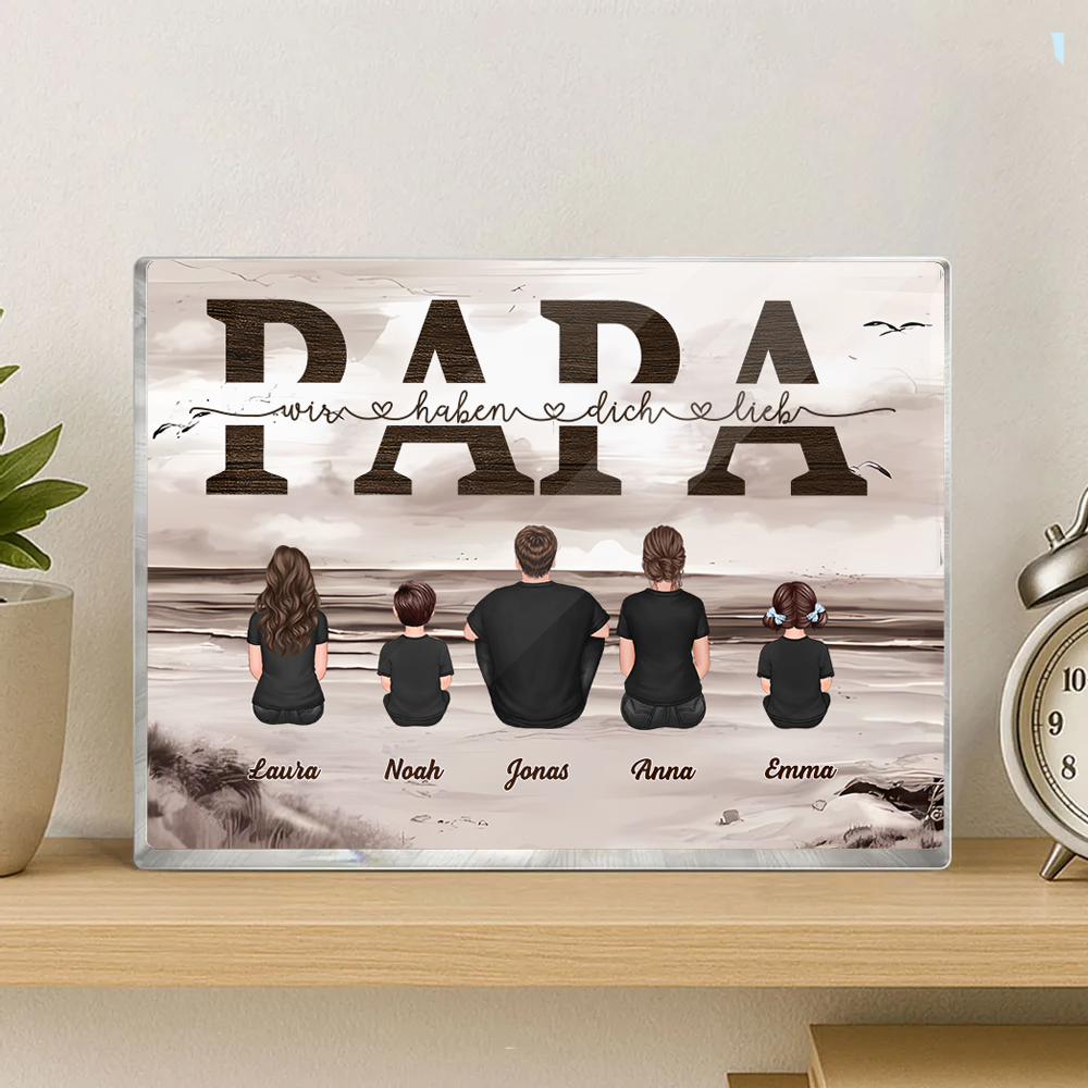 "Papa, wir haben dich lieb" Acrylblock mit Familie für Papa und Opa