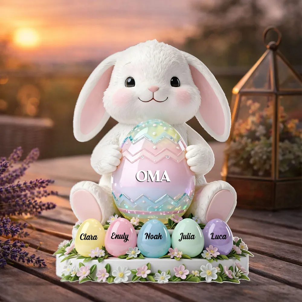 Osterhase Oma – Personalisierter Acrylblock mit Namen – Osterdeko Geschenk für Oma