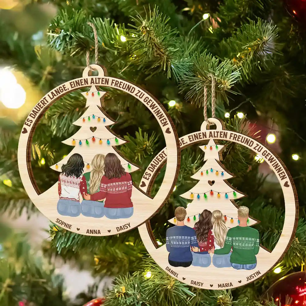 Personalsierter Holzanhänger mit 2-6 Personen Christbaumschmuck Geschenk für Freunde