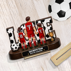 Personalisierter Holzaufsteller – Fußball-Papa & Kinder