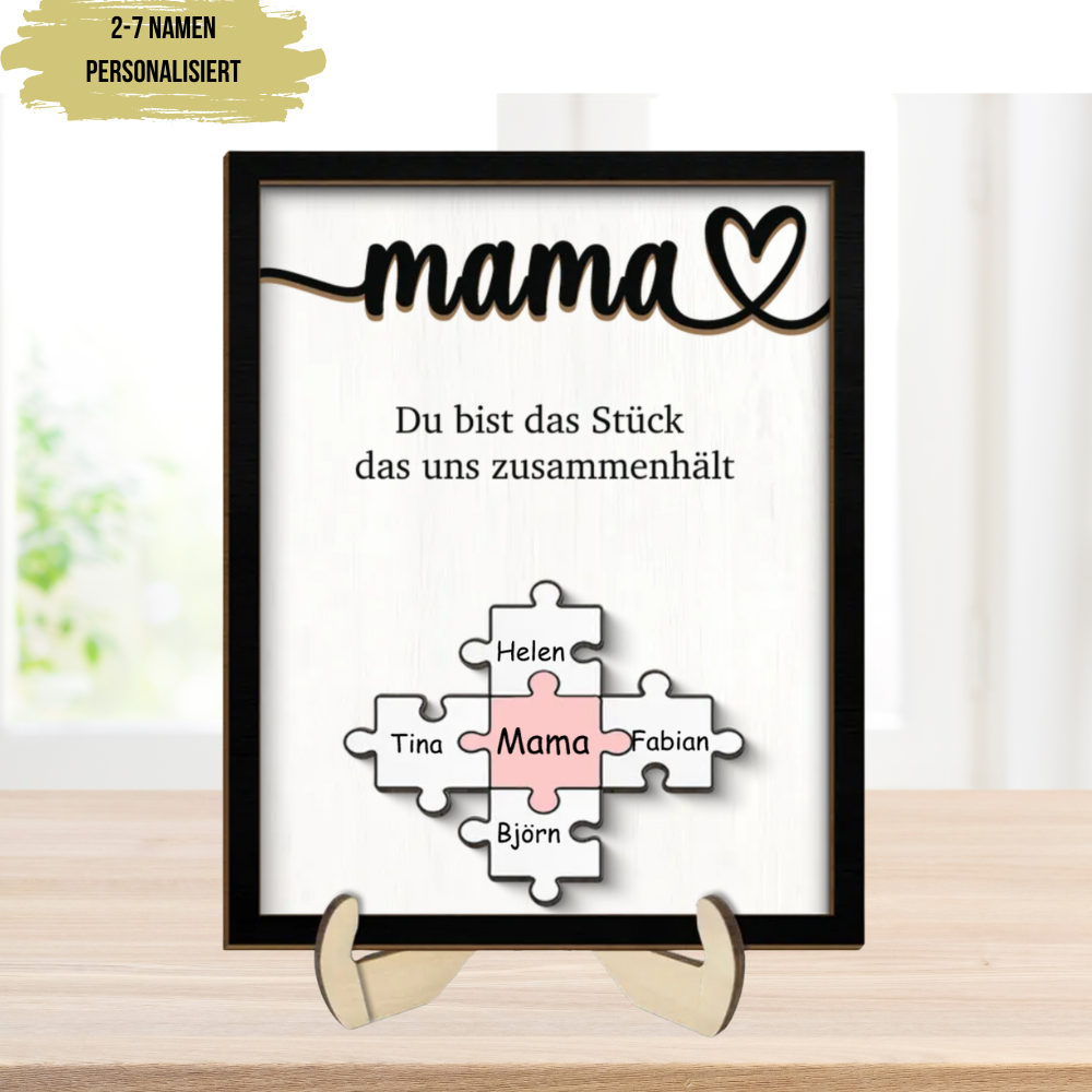 Holzplakette mit Puzzle für Mama und Oma