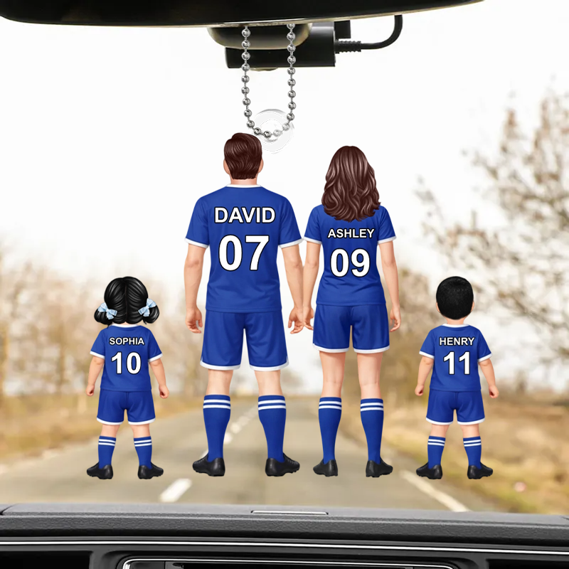 Personalisierter Acrylanhänger mit Fußballfamilie