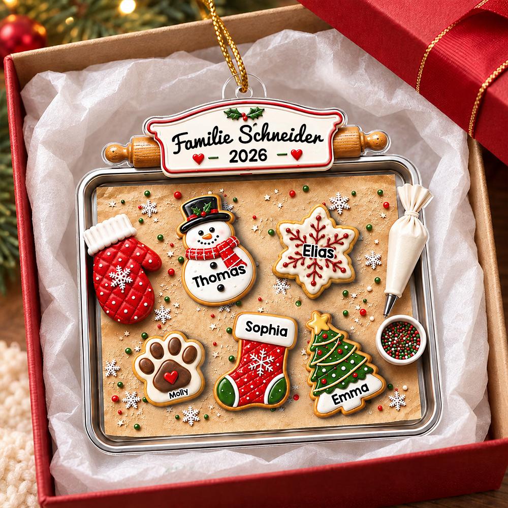 Personalisierter Acryl-Weihnachtsanhänger – Lebkuchen-Motiv