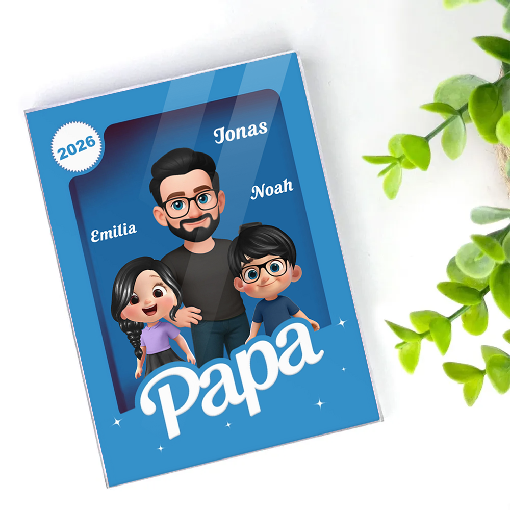 Personalisierter Acrylbock mit Papa und Kinder Geschenk für Vater und Opa