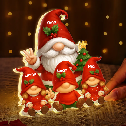 Personalisierte LED-Lichtbox mit Zwergchen Geschenk für Opa und Oma