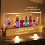 Personalisiertes LED-Nachtlicht mit Geburtsblumen Geschenke für Familie