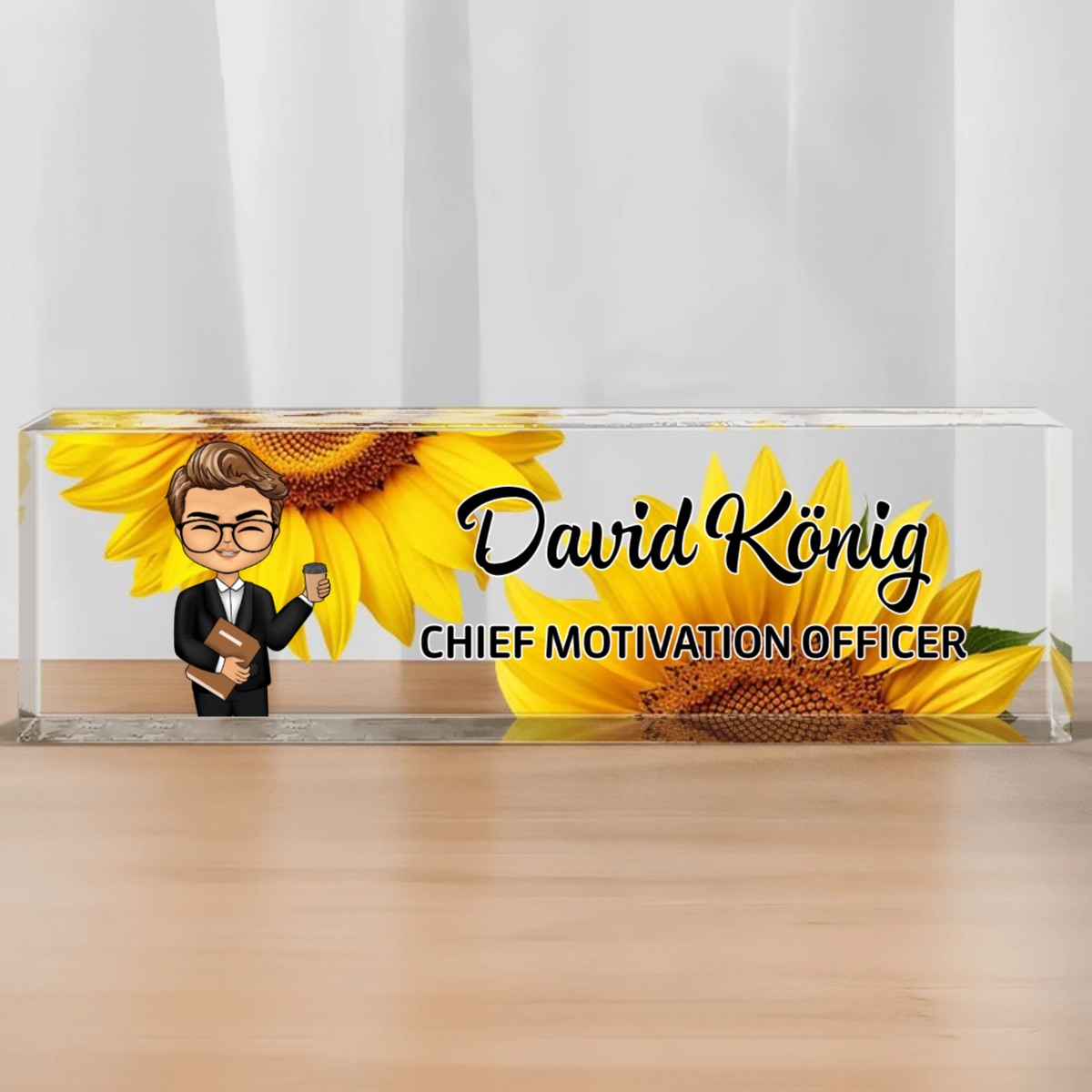 Personalisiertes Acryl-Namensschild mit Blumenmotiv Geschenk für Kollegin
