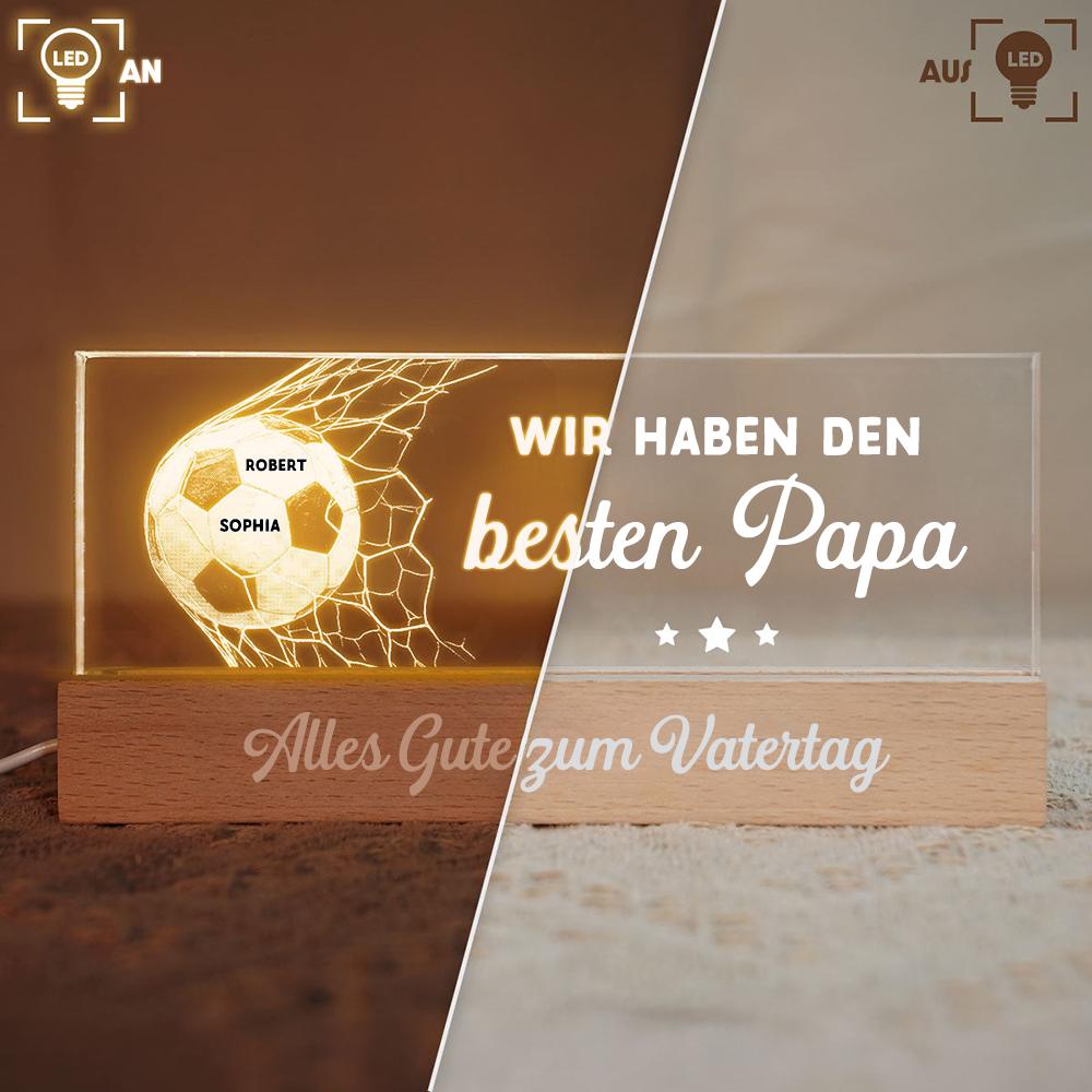 Volltreffer- Personalisiertes Nachtlicht mit Fußball Geschenk für Vater
