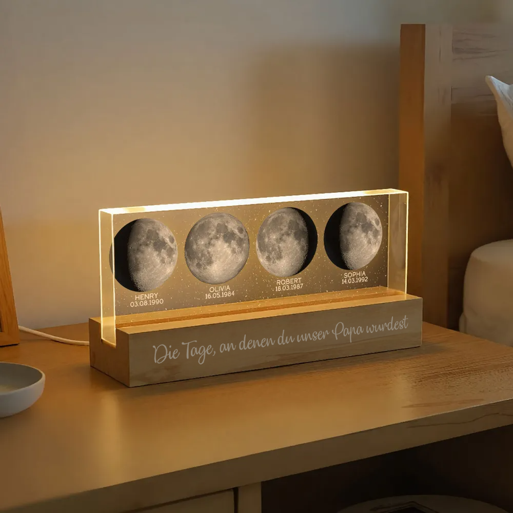 Personalisierte LED-Nachtlicht mit Mondphasen zur Geburtstagen Geschenk für Vater und Mutter