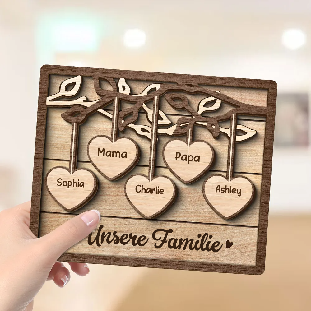 Familienbaum-Personalisierte Holztafel mit 2-13 Namen Geschenk für Familie