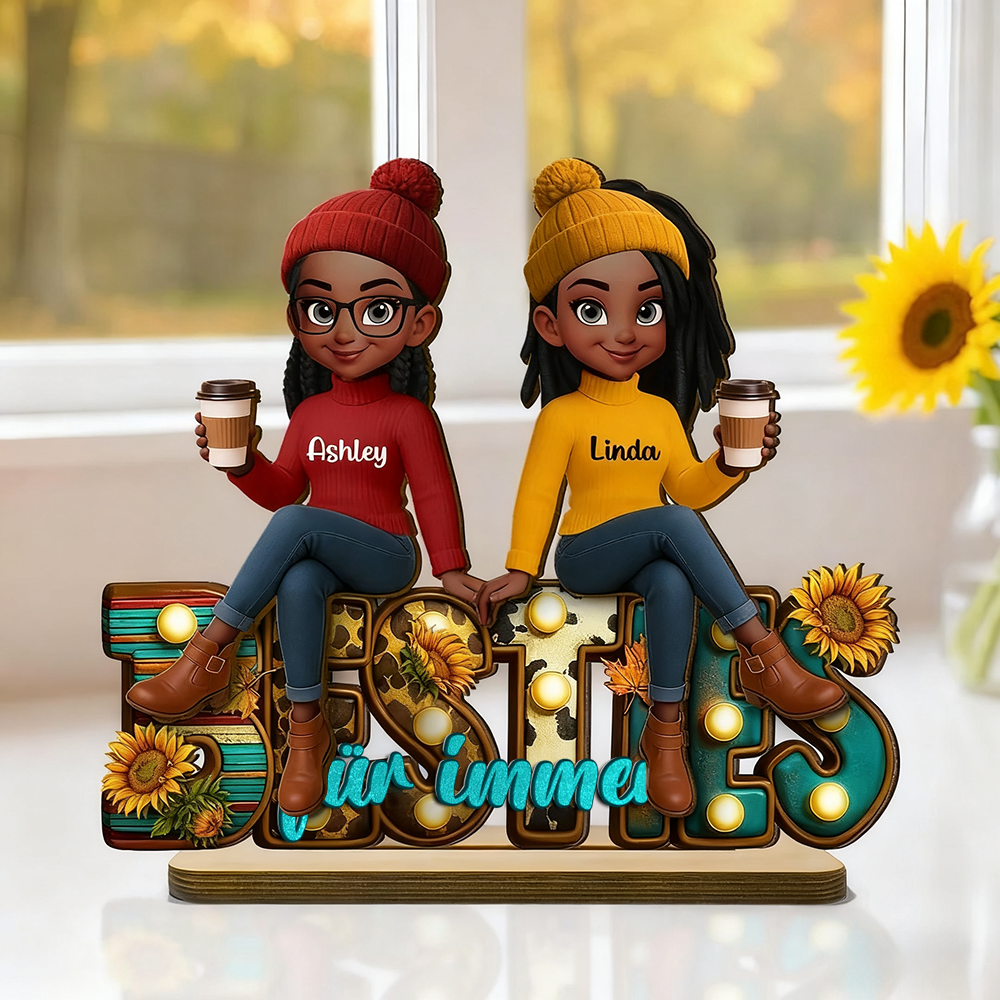 Besties für immer-Personalisierte Holztafel mit 2-6 Frauen Geschenk für Freundinnen