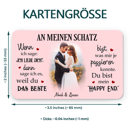 Mein Happy End - Personalisierte Brieftasche-Karte mit Foto und Text Geschenk für Paar