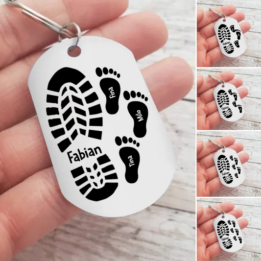 Edelstahl Schlüsselanhänger Fußabdrücke Geschenk für Vater