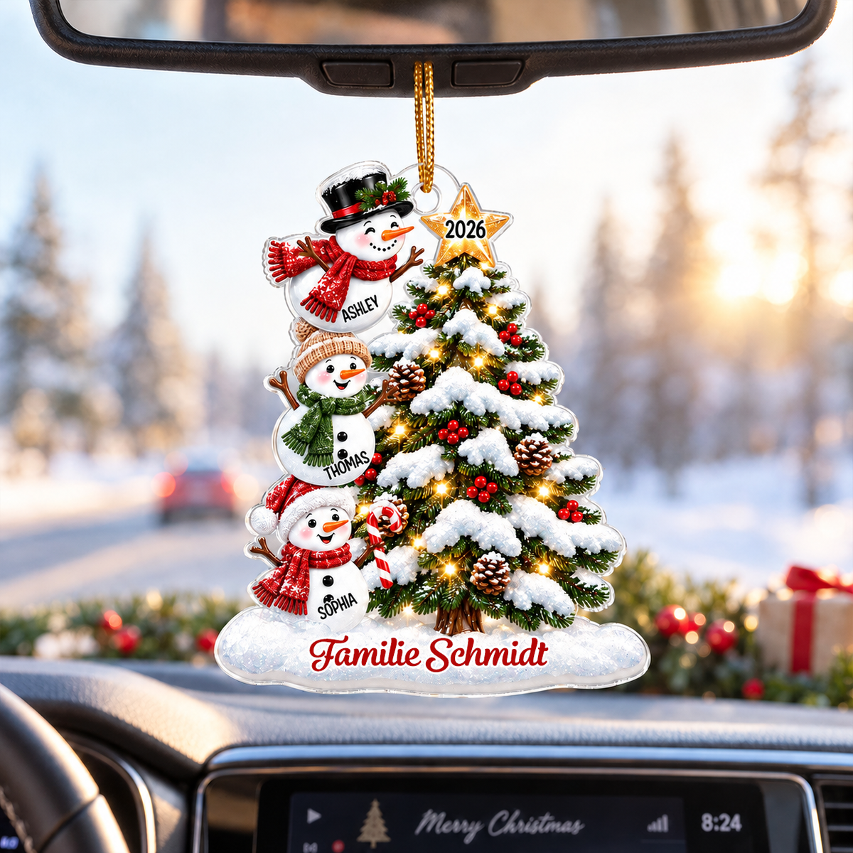 Personalisierter Acryl-Weihnachtsanhänger – Schneemann-Motiv