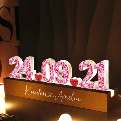 Jahrestag-Personalisierte LED-Nachtlicht mit Kristalleffekt Geschenk für Paar