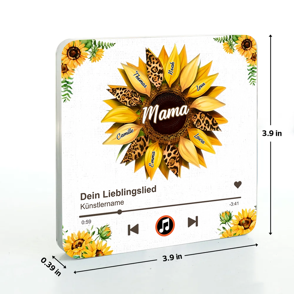Sonnenblumen- Acryl-Kühlschrankmagnet mit Musik